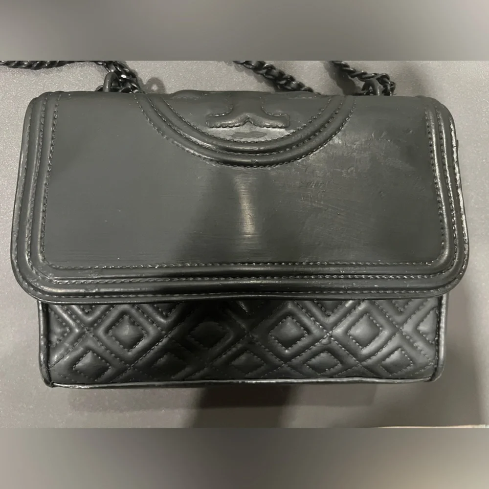 Tory Burch Black Matte Fleming Convertible Bag - Picture 3 of 10